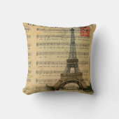 ヴィンテージ音楽はフランス人のパリエッフェル塔に注意します クッション (正面)