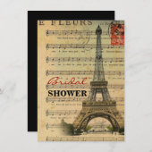 ヴィンテージ音楽はフランス人のパリエッフェル塔に注意します 招待状 (正面/裏面)