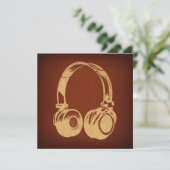 ヴィンテージ音楽をテーマにしたレトロヘッドフォンアート カード (スタンド正面)