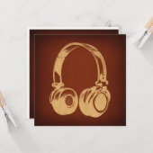 ヴィンテージ音楽をテーマにしたレトロヘッドフォンアート カード (正面/裏面インサイチュ)