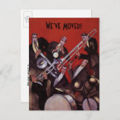 ヴィンテージ音楽アールデコジャズのバンドのアドレスの変更 案内ポストカード (正面/裏面)