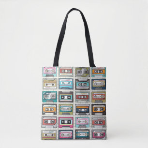 ヴィンテージ音楽カセットデザイン トートバッグ