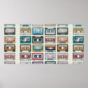 ヴィンテージ音楽カセットデザイン ポスター