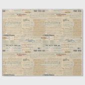 ヴィンテージ音楽コラージュ ラッピングペーパー (フラット)