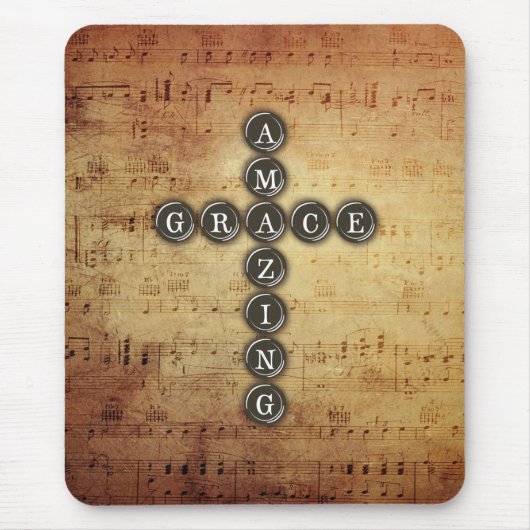 ヴィンテージ音楽シートのすばらしい優美の十字 マウスパッド (正面)