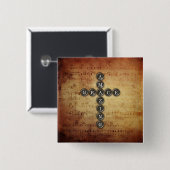 ヴィンテージ音楽シートのすばらしい優美の十字 缶バッジ (正面&裏面)