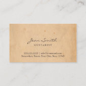 ヴィンテージ音楽シートのギタリストの名刺 名刺 (裏面)