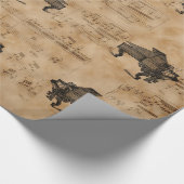 ヴィンテージ音楽シートのページの旧式なグランドピアノ ラッピングペーパー (角)