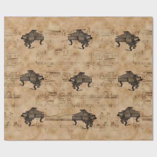 ヴィンテージ音楽シートのページの旧式なグランドピアノ ラッピングペーパー (フラット)