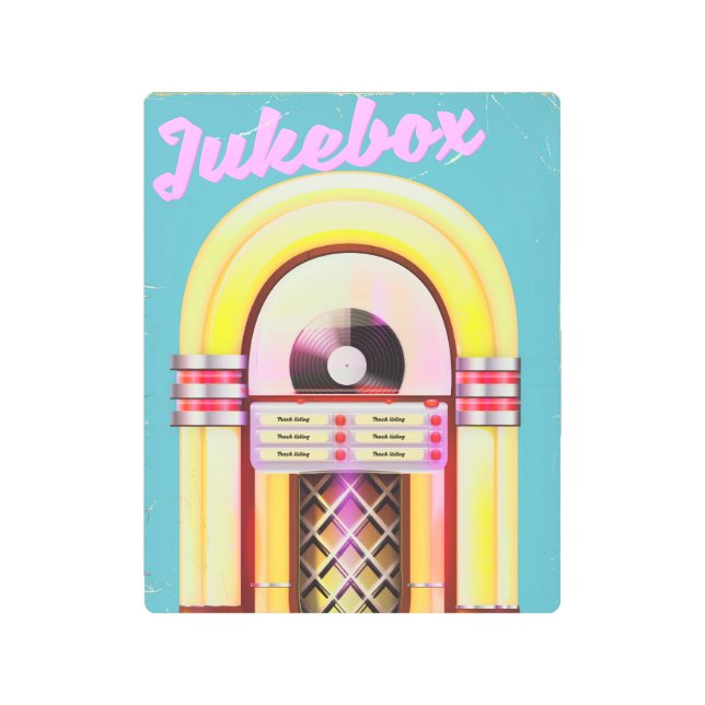 ヴィンテージ音楽ジュークボックス メタルプリント (正面)