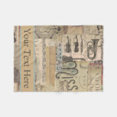 ヴィンテージ音楽ノートtubaギターバイオリン音楽テーマ フリースブランケット (正面(横))