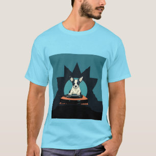 ヴィンテージ音楽愛好家：レコードプレーヤーTシャツの犬 Tシャツ