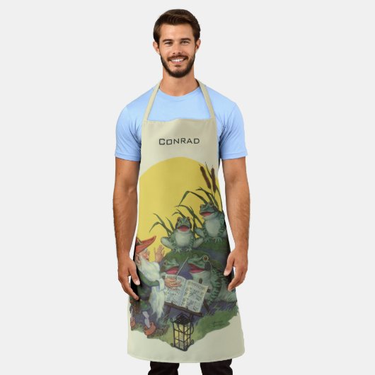 ヴィンテージ音楽雑誌カバーアート、Etude Frog Choir エプロン (着用した状態)