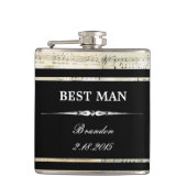 ヴィンテージ音楽黒の花婿介添人の結婚式のフラスコ フラスク (正面)