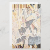 ヴィンテージ音楽、アールデコジャズ、青のラプソディ 便箋 (正面/裏面)