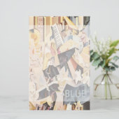 ヴィンテージ音楽、アールデコジャズ、青のラプソディ 便箋 (スタンド正面)