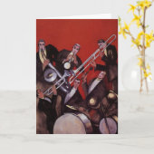 ヴィンテージ音楽、アールデコミュージカルジャズバンド妨害 カード (黄色い花)