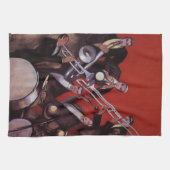 ヴィンテージ音楽、アールデコミュージカルジャズバンド妨害 キッチンタオル (横)