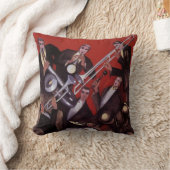 ヴィンテージ音楽、アールデコミュージカルジャズバンド妨害 クッション (ブランケット)