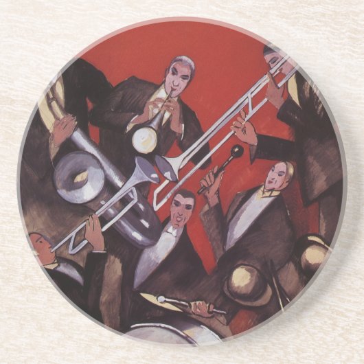 ヴィンテージ音楽、アールデコミュージカルジャズバンド妨害 コースター (正面)
