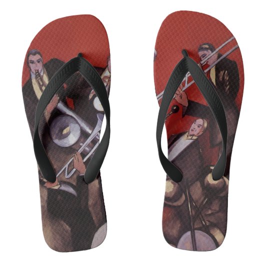 ヴィンテージ音楽、アールデコミュージカルジャズバンド妨害 ビーチサンダル (フットベッド)