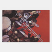 ヴィンテージ音楽、アールデコミュージカルジャズバンド妨害 ラッピングペーパーシート (正面)