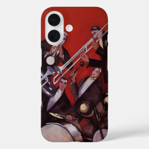 ヴィンテージ音楽、アールデコミュージカルジャズバンド妨害 iPhone 16ケース