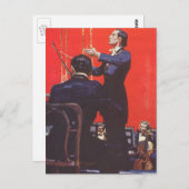 ヴィンテージ音楽、オーケストラの指揮 ポストカード (正面/裏面)