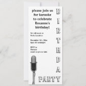 ヴィンテージ音楽、マイクカラオケ誕生日パーティー 招待状 (裏面)