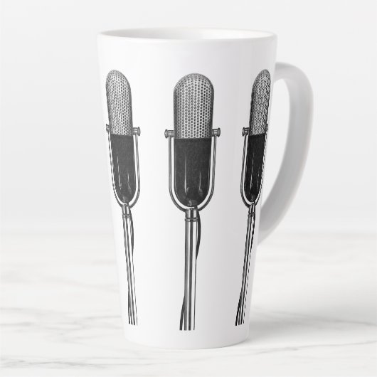 ヴィンテージ音楽、古いファッションドレトロマイク カフェラテマグ (右アングル)