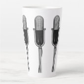 ヴィンテージ音楽、古いファッションドレトロマイク カフェラテマグ (正面)