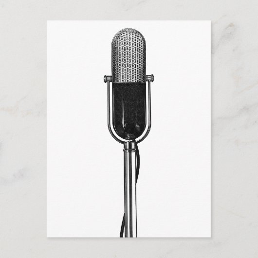 ヴィンテージ音楽、古いファッションドレトロマイク ポストカード (正面)
