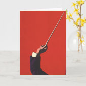 ヴィンテージ音楽、指揮者の手がバトンを持つ カード (黄色い花)