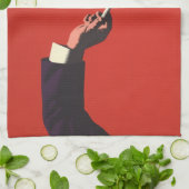 ヴィンテージ音楽、指揮者の手がバトンを持つ キッチンタオル (折り畳み)