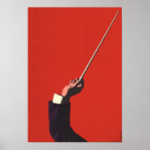 ヴィンテージ音楽、指揮者の手がバトンを持つ ポスター (正面)