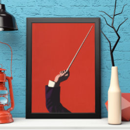 ヴィンテージ音楽、指揮者の手がバトンを持つ ポスター