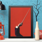 ヴィンテージ音楽、指揮者の手がバトンを持つ ポスター