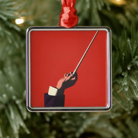 ヴィンテージ音楽、指揮者の手がバトンを持つ メタルオーナメント (ツリー)