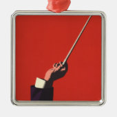 ヴィンテージ音楽、指揮者の手がバトンを持つ メタルオーナメント (正面)