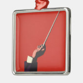 ヴィンテージ音楽、指揮者の手がバトンを持つ メタルオーナメント (左)