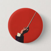 ヴィンテージ音楽、指揮者の手がバトンを持つ 缶バッジ (正面)