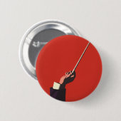 ヴィンテージ音楽、指揮者の手がバトンを持つ 缶バッジ (正面&裏面)