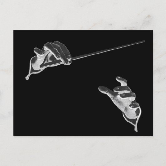 ヴィンテージ音楽、指揮者の手 – バトン ポストカード (正面)