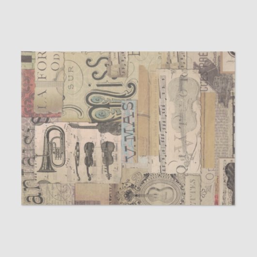 ヴィンテージ音符ギターバイオリンミュージシャン 薄葉紙 (正面)