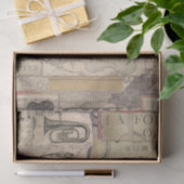 ヴィンテージ音符ギターバイオリンミュージシャン 薄葉紙 (ギフト)