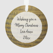 ヴィンテージ音符シート音楽と天使 オーナメント (裏面)