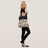 ヴィンテージ音符パターンギターバイオリンチューバトット トートバッグ (モデル)