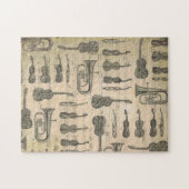 ヴィンテージ音符パターンギターヴァイオリンチューバ ジグソーパズル (横)