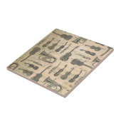 ヴィンテージ音符パターンギターヴァイオリンチューバ タイル (側面)