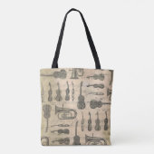 ヴィンテージ音符パターンギターヴァイオリンチューバ トートバッグ (裏面)